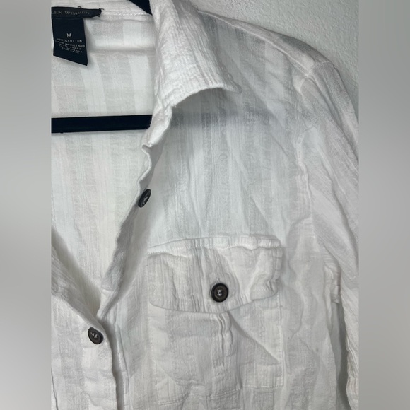 109% Cotton White Button-Up Blouse - Picture 3 of 4